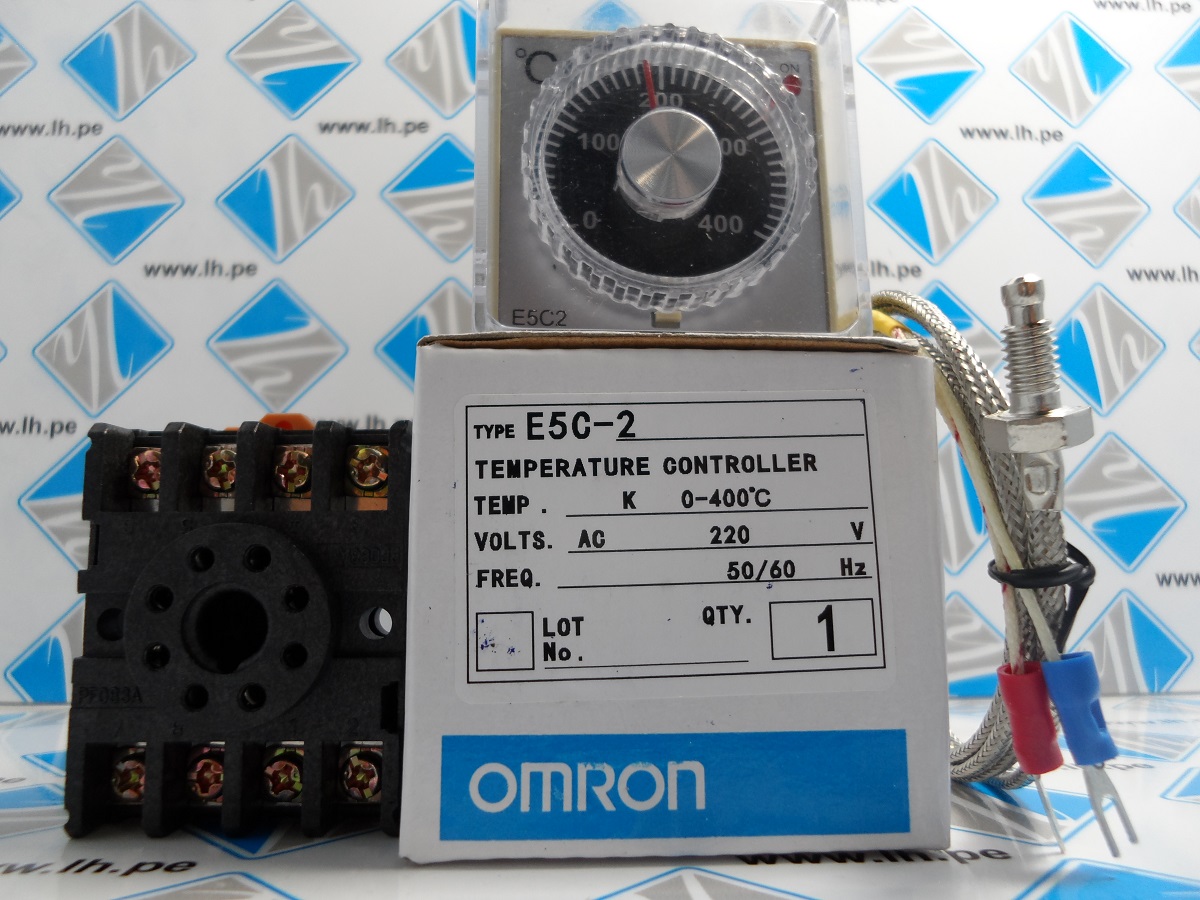 E5C2-R20K 0-400 Grados       Controlador de Temperatura Omron E5C2-R20K 0-400 grados de Rotación de Tipo 3A 220 V con cable Sensor